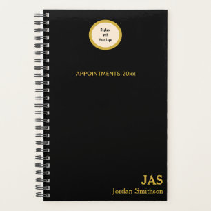 Sleek Personalized Black Gold Appointment Book Planner