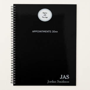 Sleek Personalized Black Silver Appointment Book Planner