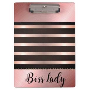 Sleek Pink Striped Boss Lady Clipboard