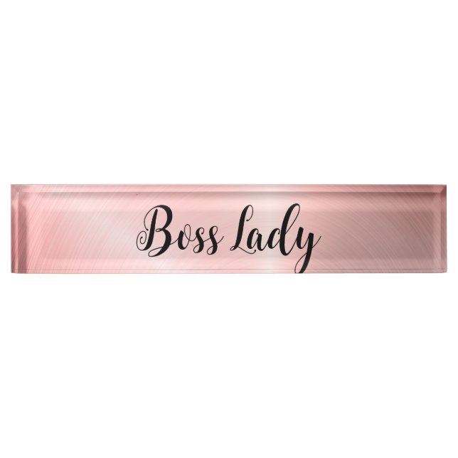 Sleek Pink Striped Boss Lady  Nameplate (Front)