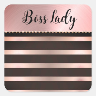 Sleek Pink Striped Boss Lady   Square Sticker