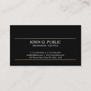 Sleek Plain Gold Stripes Modern Elegant Black Business Card