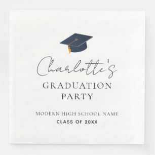 Sleek Professional Grad Hat Celebration Napkin