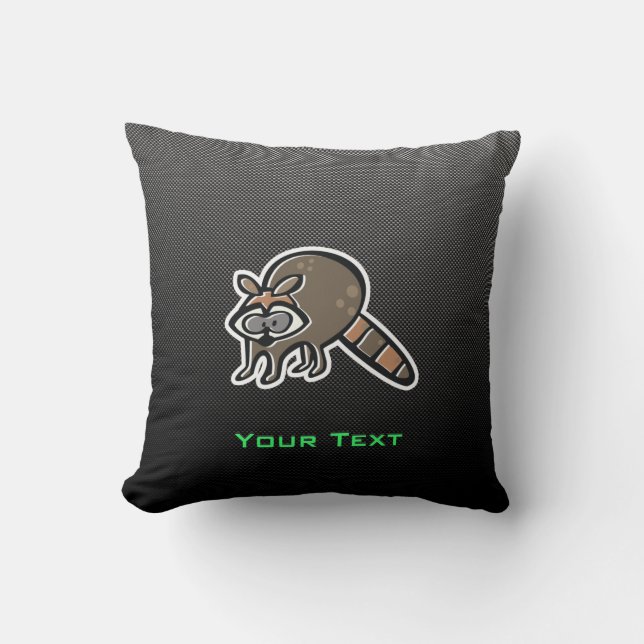 Sleek Raccoon Throw Pillow (Front)