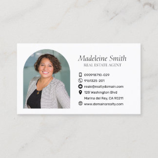 Sleek Real Estate Agent Modern White Minimalist Business Card