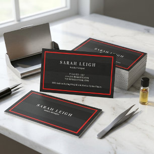 Sleek Red Black Professional Business Card