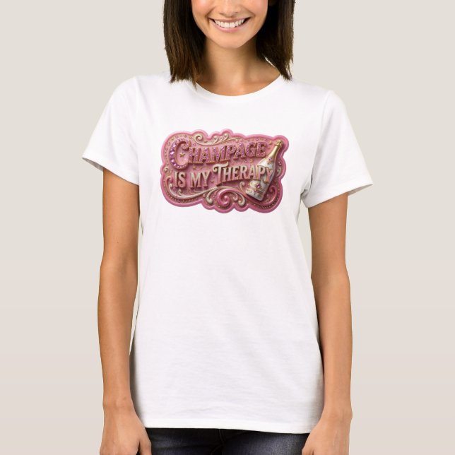 Sleek Red CHAMPAGNE IS MY THERAPY Statement Tee (Front)