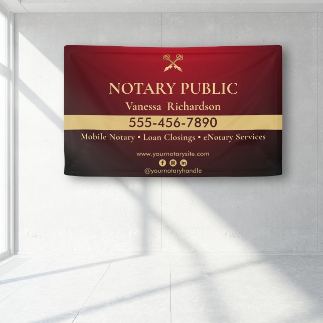 Sleek Red & Gold Notary Business Marketing Event Banner (Creator Uploaded)