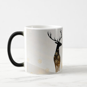sleek reindeer silhouette adorned with golden  magic mug