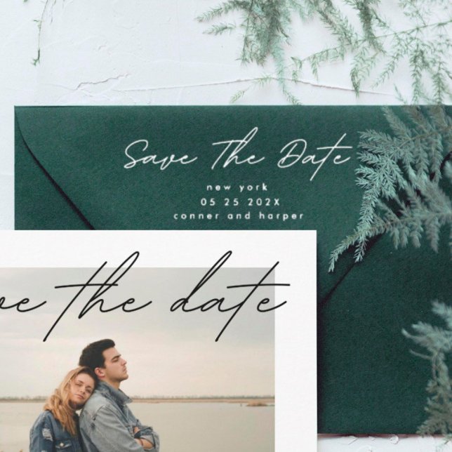 Sleek Romance | Black on White Save The Date | Env Envelope (Creator Uploaded)