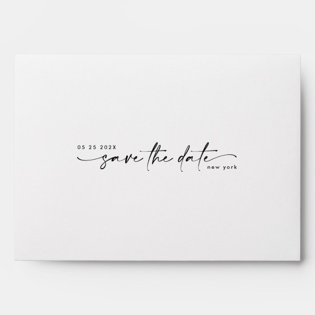 Sleek Romance | Black on White Save The Date | Envelope (Front)
