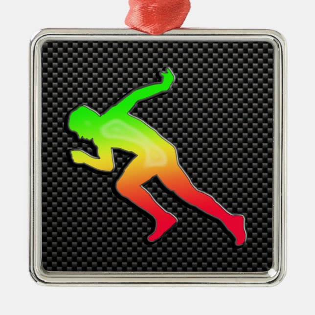Sleek Running Metal Ornament (Front)