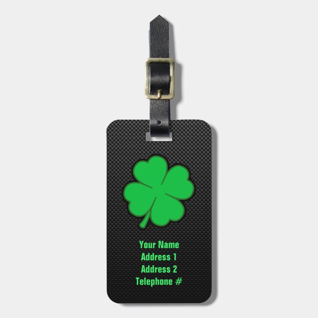 Sleek Shamrock Luggage Tag (Front Vertical)