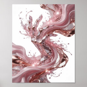Sleek Silver ABSTRACT ART Graphic Design Poster