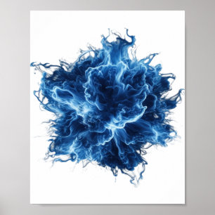 Sleek Silver BLUE FLAME Statement Design Poster