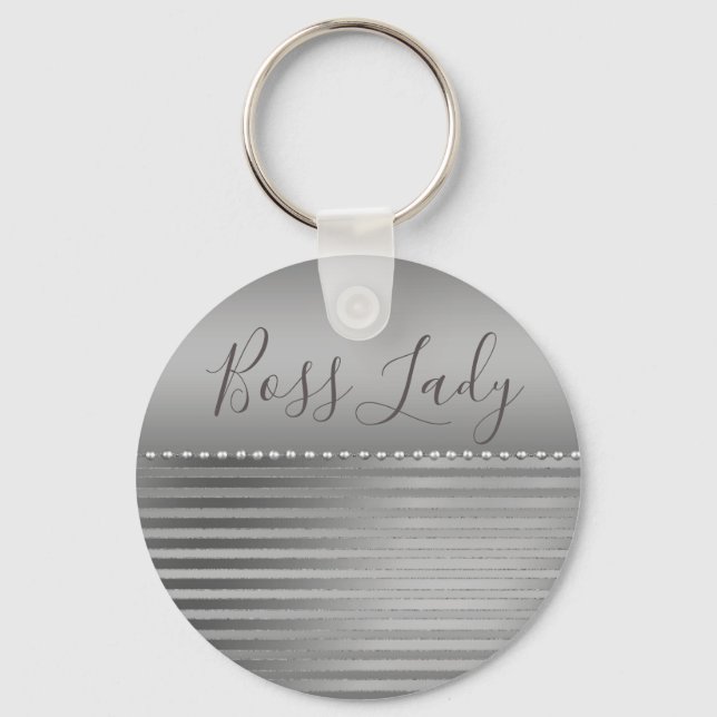 Sleek Silver Boss Lady Keychain (Front)