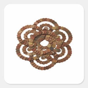 Sleek Silver COPPER COIN CIRCLES Square Sticker