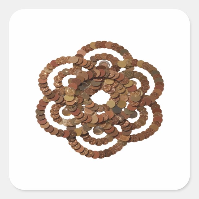 Sleek Silver COPPER COIN CIRCLES Square Sticker (Front)