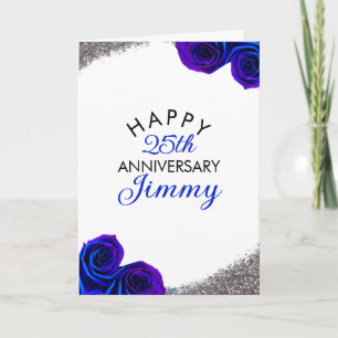 Sleek Silver Glitter Husband 25th Anniversary Card