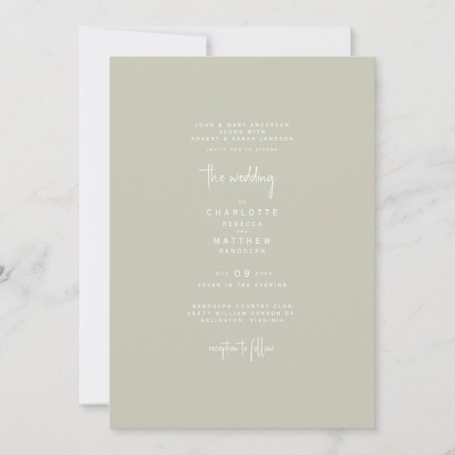 Sleek & Simple Both Sets Parents Beige Wedding Invitation (Front)