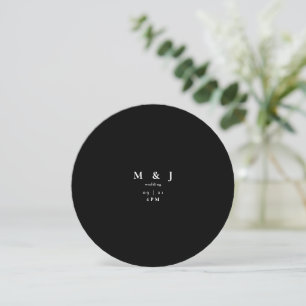 Sleek & Simple Modern B/W Round  Wedding Invitation