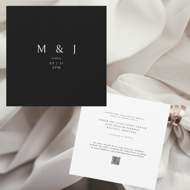 Sleek & Simple Modern B/W Square Wedding III Invitation (Creator Uploaded)