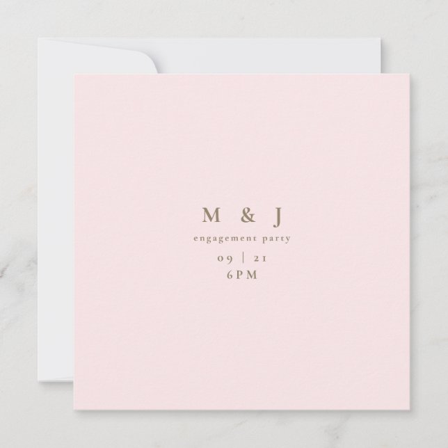 Sleek & Simple Modern Blush Square Engagement Invitation (Front)