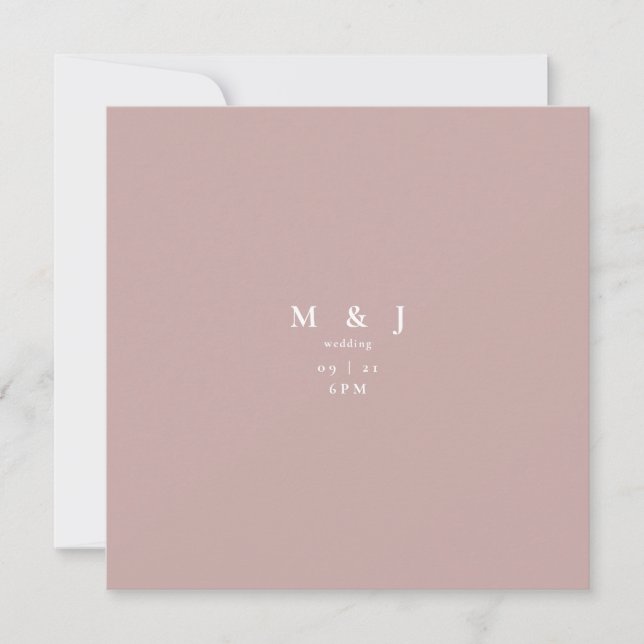 Sleek & Simple Modern Dusty Rose Square Wedding Invitation (Front)