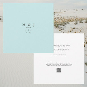 Sleek & Simple Modern Icy Blue Square Wedding Invitation