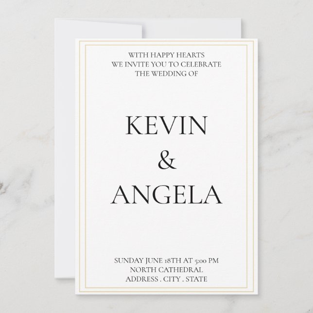 Sleek & Simple: Modern Minimalist Wedding  Invitation (Front)