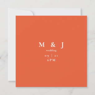 Sleek & Simple Modern Orange Square Wedding Invitation