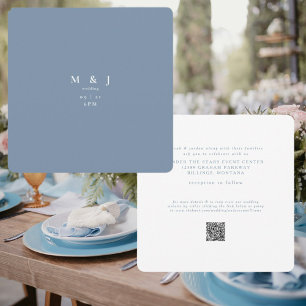 Sleek & Simple Modern Periwinkle Rounded Wedding Invitation