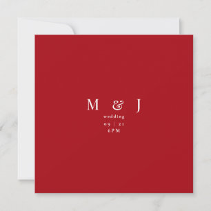 Sleek & Simple Modern Winter Red Square Wedding  Invitation