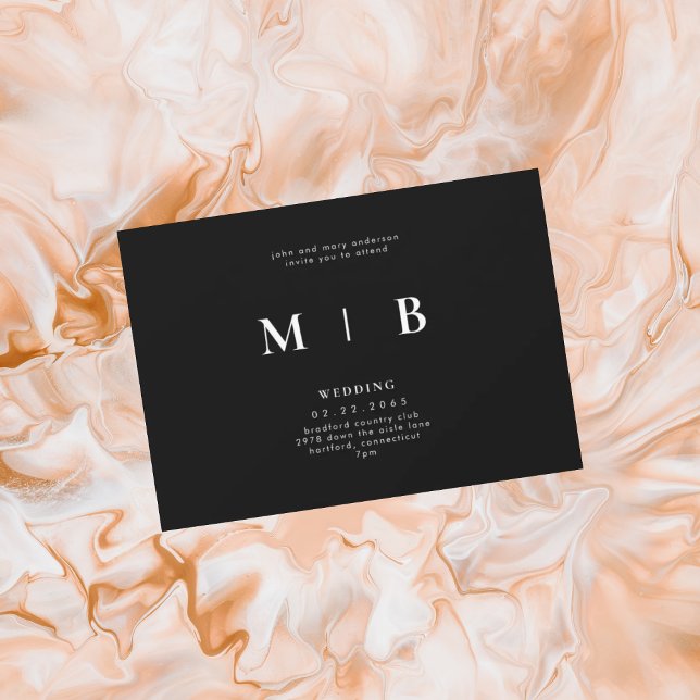 Sleek & Simple Monogram B/W Parents II Invitation (Creator Uploaded)