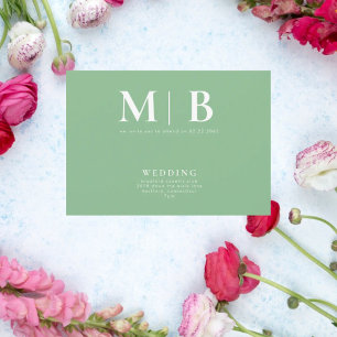 Sleek & Simple Monogram Green No Parents Invitation
