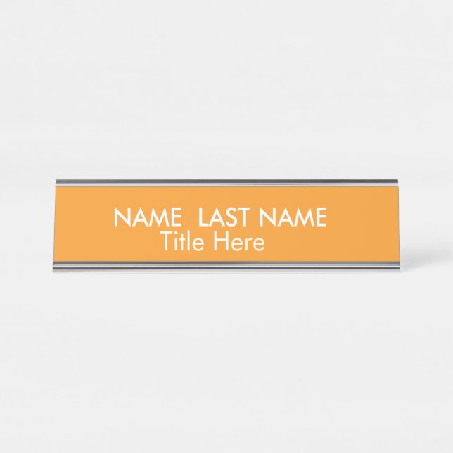 Sleek Simple orange Custom Desk  Name Plate (Front)