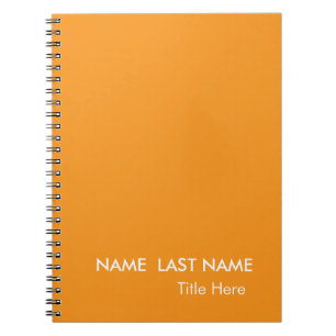 Sleek Simple orange Custom  Notebook