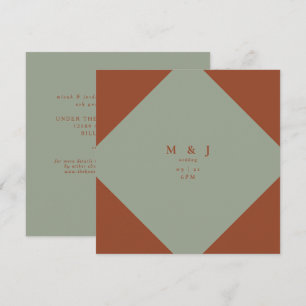 Sleek & Simple Sage & Terracotta Square Wedding Invitation