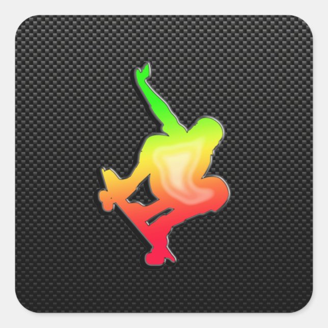 Sleek Skateboarding Square Sticker (Front)