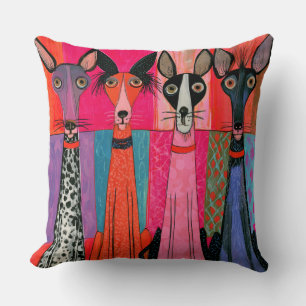 Sleek Skinny Bright-eyed Chihuahua Pups Throw Pillow