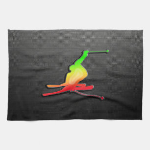 Sleek Snow Skiing Kitchen Towel