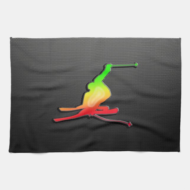 Sleek Snow Skiing Kitchen Towel (Horizontal)
