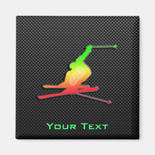 Sleek Snow Skiing Magnet