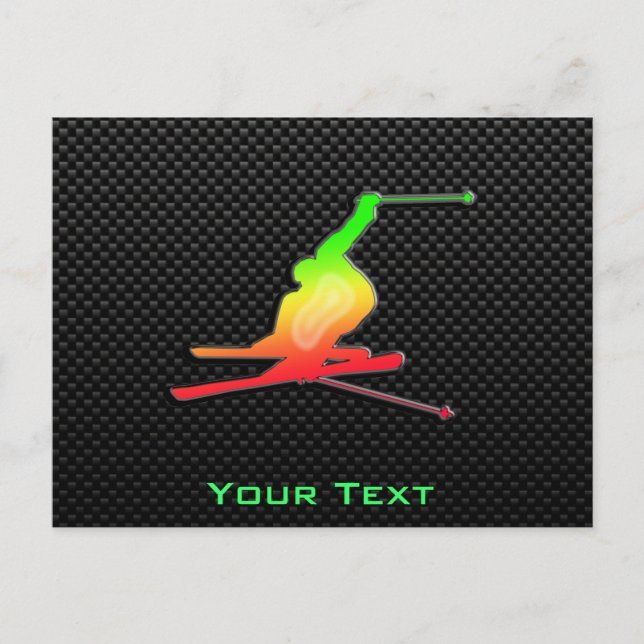 Sleek Snow Skiing Postcard (Front)