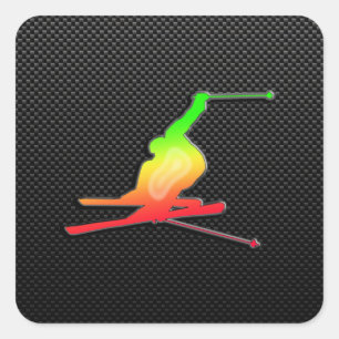 Sleek Snow Skiing Square Sticker