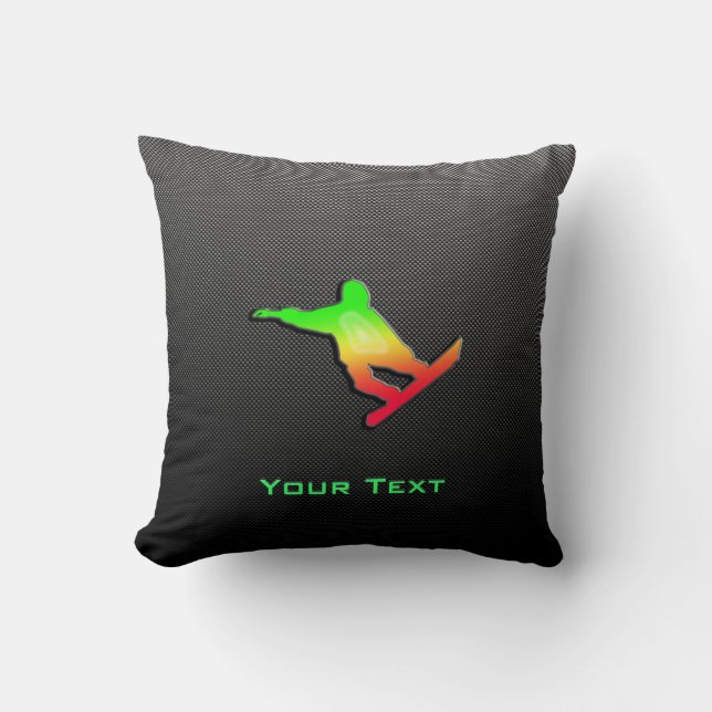 Sleek Snowboarding Throw Pillow (Front)