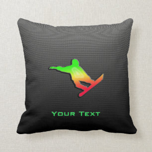 Sleek Snowboarding Throw Pillow