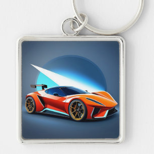 Sleek Sports Car With Modern Design Keychain