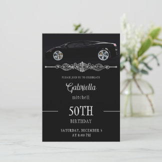 Sleek Sports Voiture Anniversaire Invitation