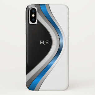 Sleek Sporty Metallic Curves with Any Monogram Case-Mate iPhone Case
